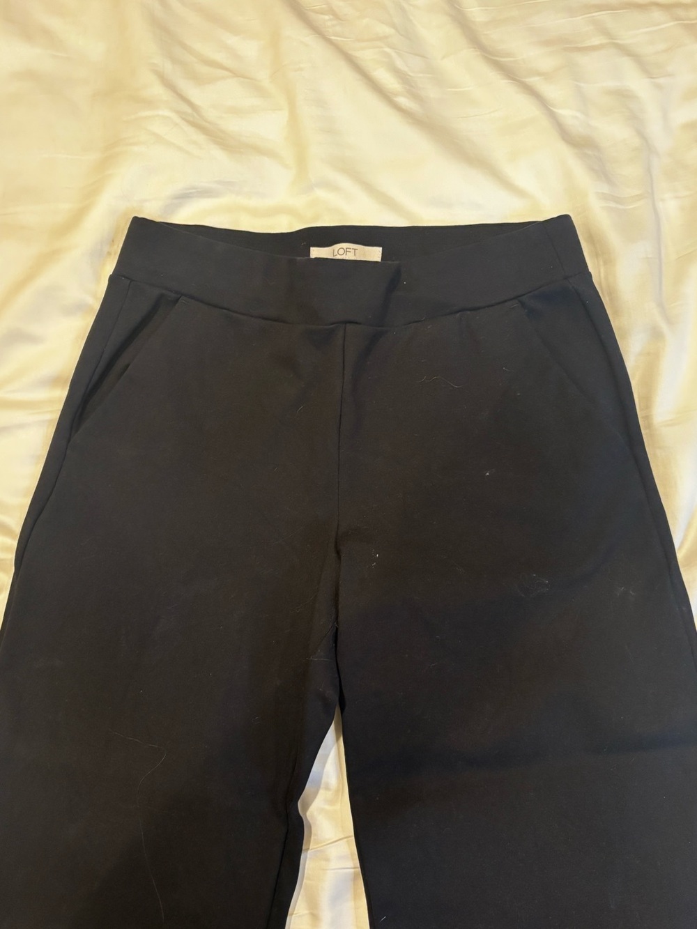 LOFT Black Pull-On Straight Leg Pants
